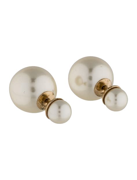 christian dior double pearl earrings